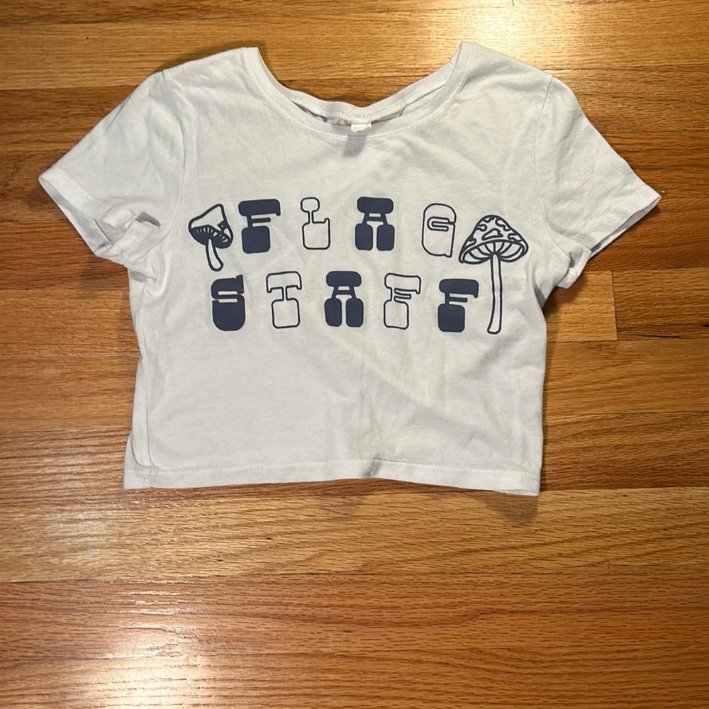 Blue and white flag stuff cropped T-shirt BRAND NEW